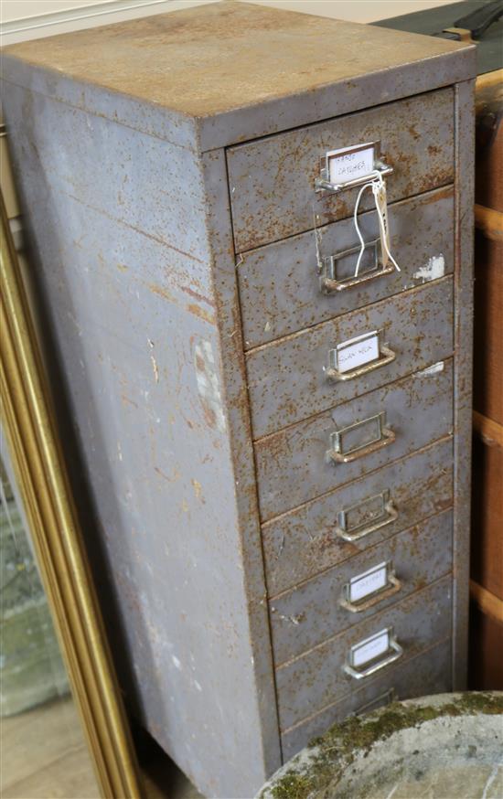 A grey steel multi-drawer cabinet, H.99cm